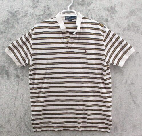 Polo Ralph Lauren camicia uomo XL bianca blu righe piccolo pony polo manica corta