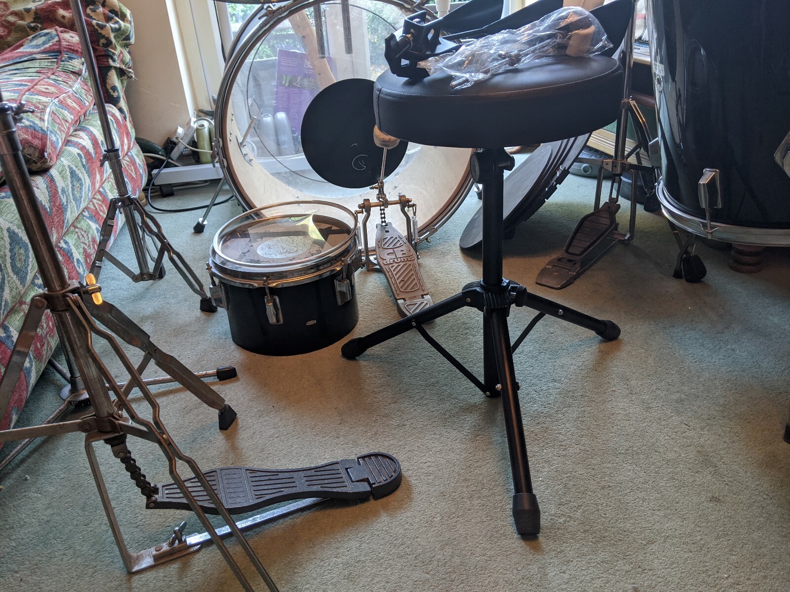 10 Piece Pro Adult Large Drum Set 7 Drums, 3 Symbols, stands and extras eBay