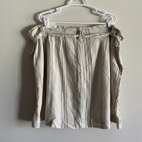 Maurices Wmn 22W Ivory Striped Linen Blend Pockets Belted Utility Mini Skirt NWT - Picture 5 of 9
