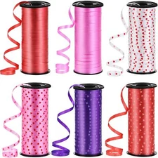 6 Rolls 600 Yards Valentine Curling Ribbon Gift Decorative Ribbon Heart Print...