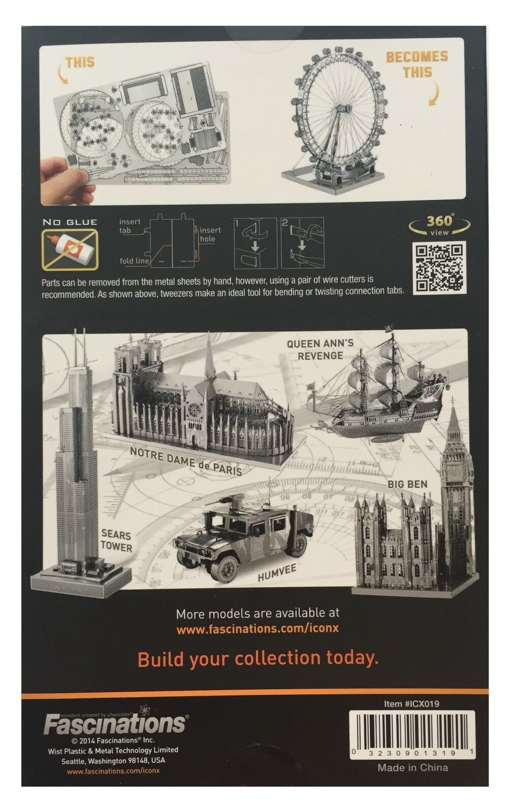 Fascinations Metal Earth ICONX London Eye 3D laser cut Large 2 Sheets Model Kit 