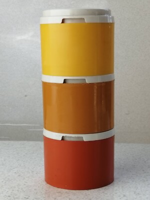 3 Vintage Tupperware Gewürzstreuer Stapelbehälter Gläser Retro Salz & Pfeffer Deckel
