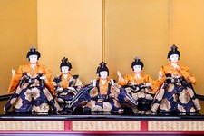 Vintage Japanese Hina dolls Goninbayashi set.