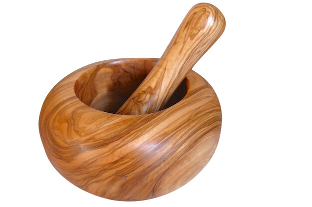 Mortero Aproximadamente 10 Cm De Madera De Olivo