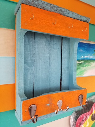 Appendiabiti da parete in legno per appendere cappotti, chiave, ombrello e cappelli, fatto a mano - Foto 2 di 7