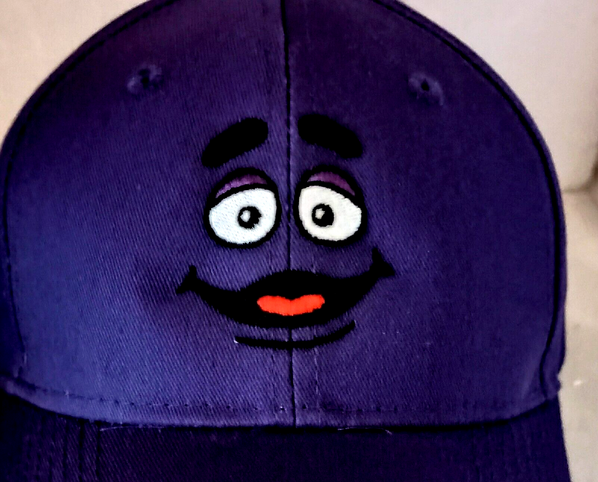 McDonalds Restaurant Grimace Face Purple Fast Food Baseball Cap