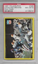 1967 PHILADELPHIA FOOTBALL Cleveland Browns Play Card #193 PSA 8 NM-MT