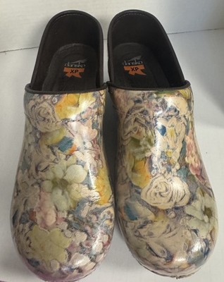 Dansko Floral Pattern Floral Slip On Clogs Size 41 8.5 