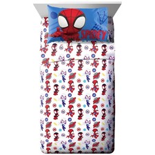 4-Piece Full Spidey  Friends Bedding Set - Cozy Microfiber Sheet Set for Kids