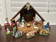 Vintage Christmas Nativity 13pc Made In Japan, Includes Box
