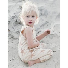 Rylee Cru Starfish Print Sleeveless Romper Jumpsuit 18-24m Beige Cotton