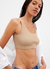 GAP - GapBody Seamless Rib Bralette in Cafe Au Lait Brown - Size Small