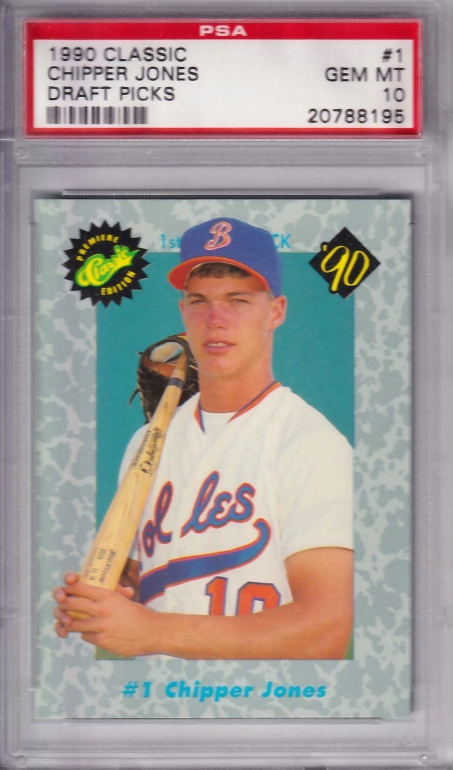 1990 Classic Draft Picks Chipper Jones Rookie #1 PSA 10