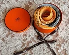 Hermes Carre 90 GRONLAND UNUSED Pleated Silk Scarf Orange Yellow Multicolor