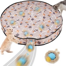 Cat Mat Hide and Seek Toy, Interactive Cat Toy Ball with Bird Chirp Sound, Sm...