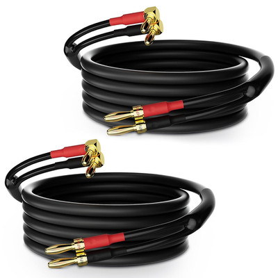 Speaker Cable Wire 10 Ft/2 Pack with Gold-Plated 90 Degree Angled to Straight Ba