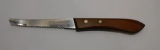 Vtg Ekco Grapefruit Knife Wood Handle Stainless Serrated Double Sided Blade USA