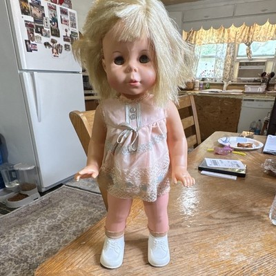 Mattel 1964 Baby First Step Walking Doll Blonde Blue Eyes 21'' w/ Shoes