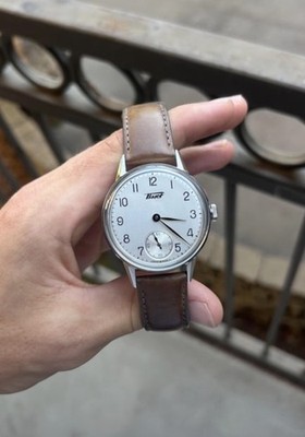 Tissot Heritage Petite Second Hand Wind Silver Dial Brown Leather Box Papers