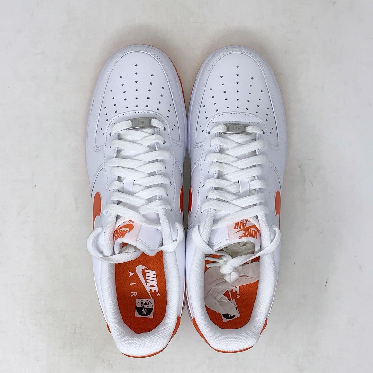 Nike Air Force 1 'Safety Orange' White Sneakers, Size 10 BNIB
