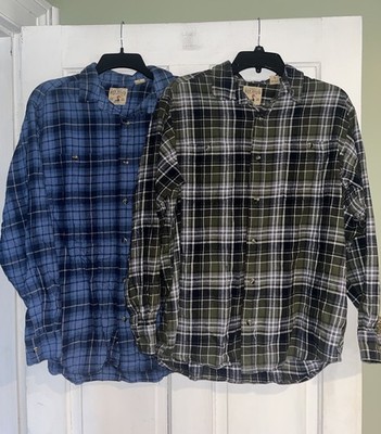 Lot Of 2 Men s Red Head Brand Co. Flannel Shirts. Blue & Green. Both Size Large.
