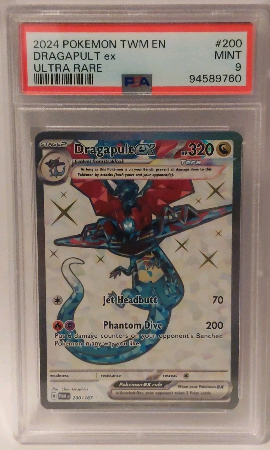 PSA 9 Pokemon Dragapult ex 200/167 Ultra Rare Twilight Masquerade