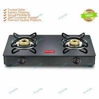 Prestige Gas Oven Iris LP GTI 02 With Coated Body Glass Top 2 Brass Burner