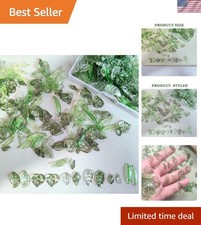 Assorted Green Leaf Beads for Jewelry Making   120PCS Acrylic Craft Charms Bulk