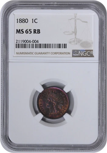 1880 Indian Cent MS65RB NGC