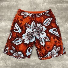 vintage 2000s QUICKSILVER board shorts Mens 34 floral hibiscus logo aop y2k surf