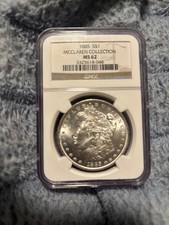 $1 1885 P Morgan Dollsr NGC MS 62 McClaren Collection 100% Brilliant