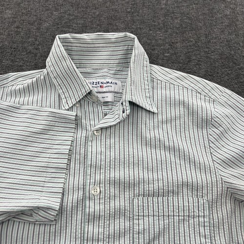 Mizzen Hauptknopf Hemd Herren S Trim Fit SS Seher Sucker gestreift adrett SS EUC - Bild 1 von 11