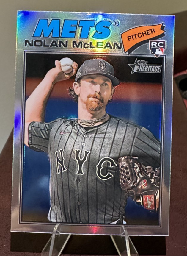 2026 Topps Heritage Nolan McLean #150 Chrome Silver Refractor (RC) Rookie Mets
