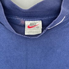 Vintage 90s Nike Mock Neck Shirt Mens M Blue Distressed Faded USA Made Swoosh