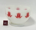 Vintage SEALTEST Fire King Milk Glass Red Tulip Cottage Cheese Bowl - W