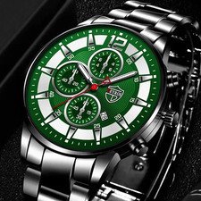 Luxury Men's Stainless Steel Quartz Watch with Calendar and Luminous Features