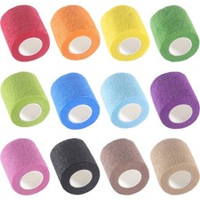 12 Rolls Self Adhesive Bandage Wrap 2 Inch Elastic Athletic Vet Tape Multi Color