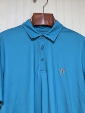 Robert Graham Polo Shirt Mens Medium Teal Classic Fit Embroidered Martini Glass