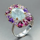 Fine Art jewelry Natural Aquamarine Ring 925 Sterling Silver Size 7.75 /R469712