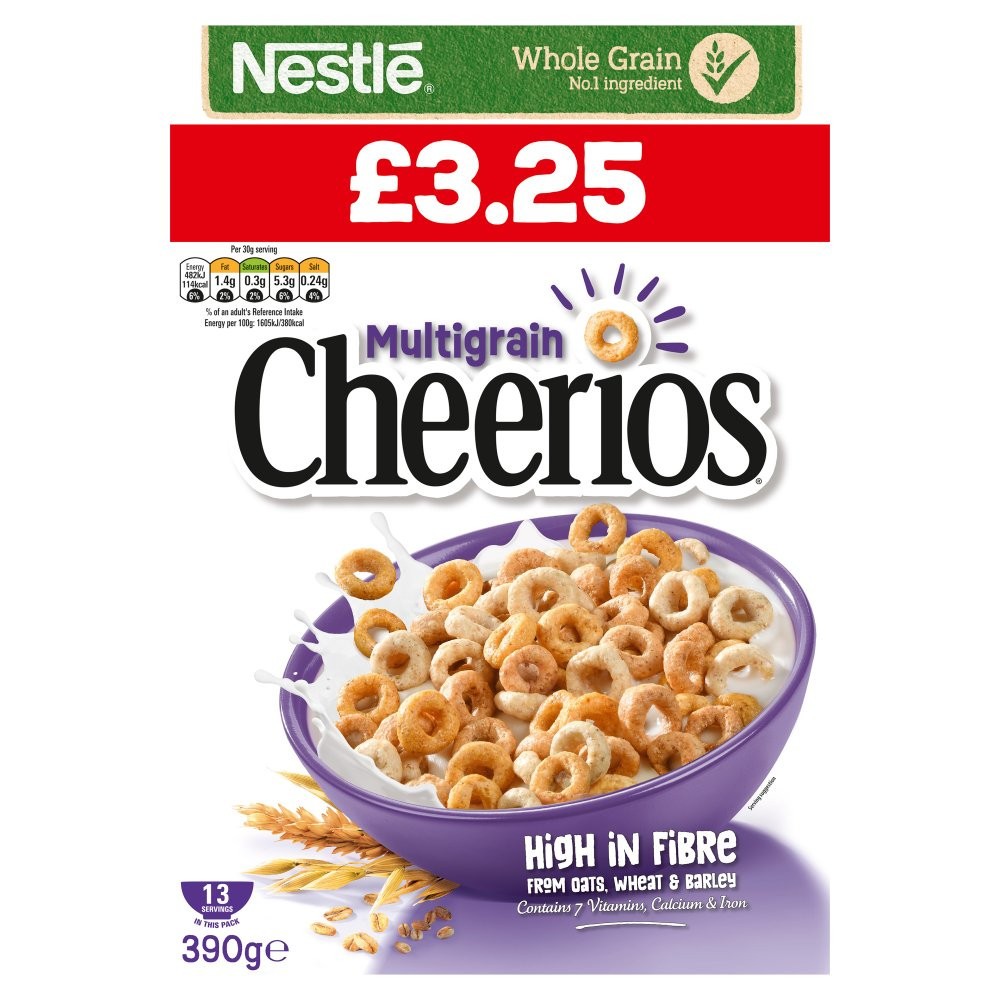 Nestlé Cheerios Multigrain Hoop Breakfast Cereal 390g x Pack Of 6