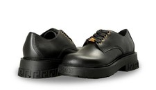 Versace Men's Black Leather Lace Up Derby Shoes US 12 IT 45