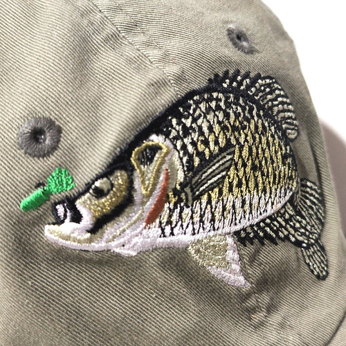 Outdoor Cap Embroidered Crappie Fish Olive Cotton Adjustable Fly Fishing Basebal
