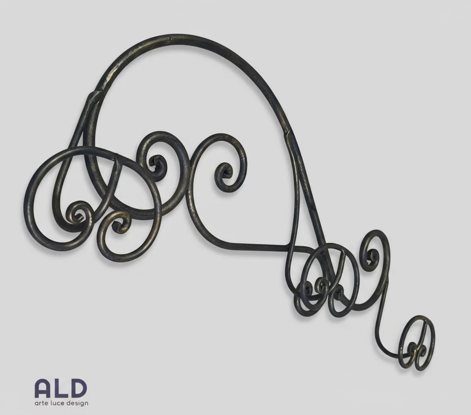 Appendiabiti da parete appendino da muro attaccapanni in ferro battuto a 3 ganci - Immagine 4 di 4