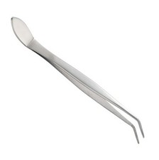 KIKUWA tainless Steel Bonsai Tweezers Curved with Spatula 180mm No.3334