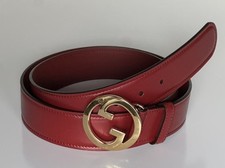 Gucci Interlocking G Buckle Leather Belt Blondie Red 105/42 Italy 703147 NWT