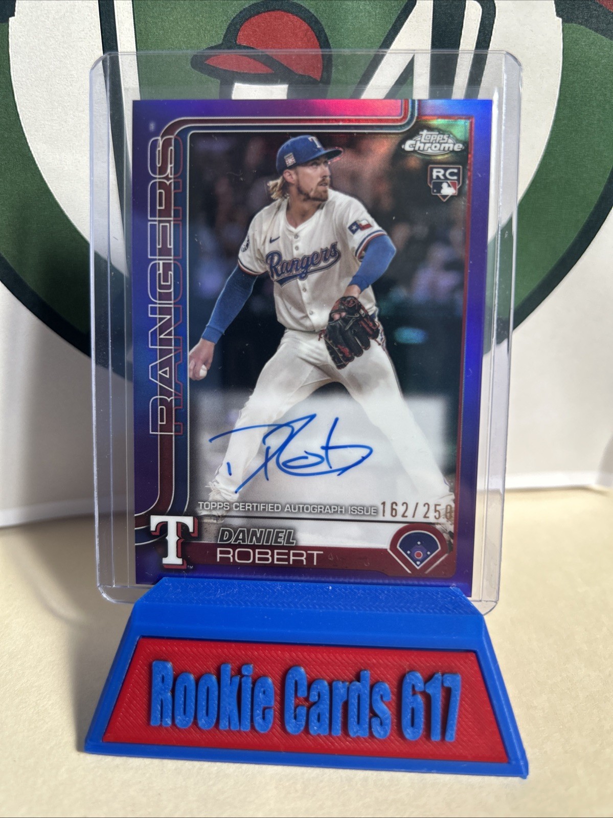 2025 Topps Chrome Rookie Auto Daniel Robert /250 (#RA-DRO) Purple Rangers RC