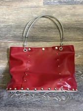Hardware By Renee hand crafted artisan leather red handbag with silver studs.