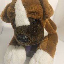 Animal Alley Boxer Dog Realistic Pug Puppy 15" Plush Brown White Vtg Toys R Us