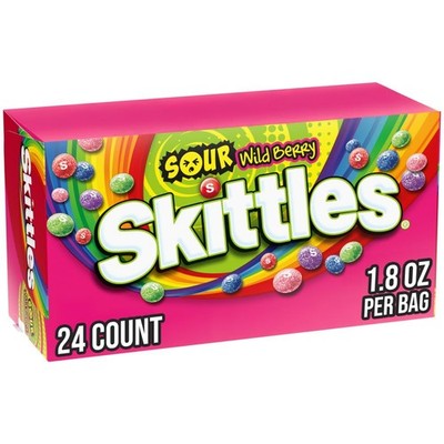 SKITTLES SOURS Wild Berry Sour Candy Bag, 1.8 Oz Pack, 24 Count