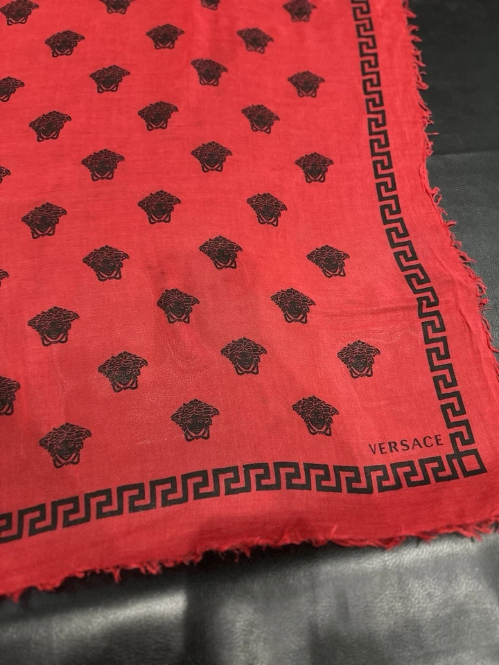 Versace красный и черный шарф медуза 100% шелк смесь - Изображение 2 из 4